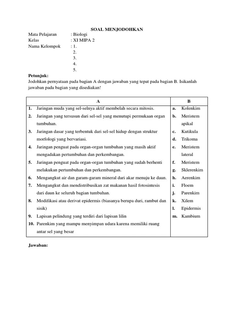 Soal Menjodohkan | PDF