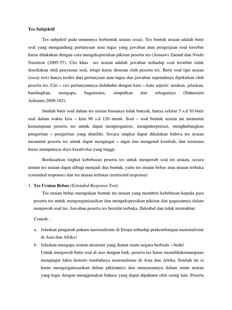 Jenis Tes Subjektif | PDF