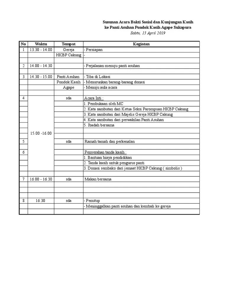 Susunan Acara Baksos | PDF