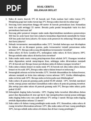 Soal Cerita Bilangan Bulat | PDF