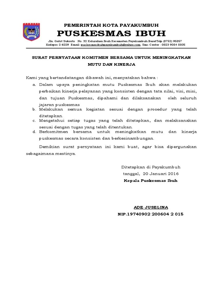 Permohonan disampaikan secara tidak langsung, baik melalui surat atau media elektronik; 3 1 1 5 Surat Pernyataan Komitmen Bersama Pdf