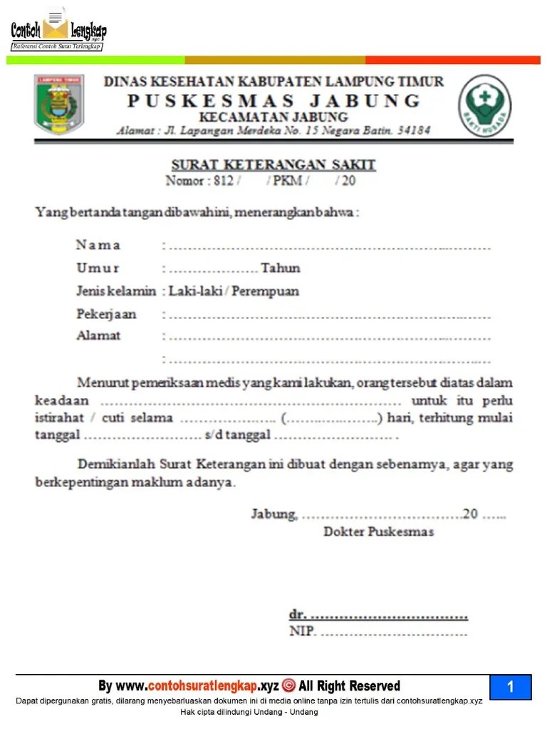 2014 dokter penguji / pemeriksa dr. Contoh Surat Keterangan Sakit Dari Dokter Pdf