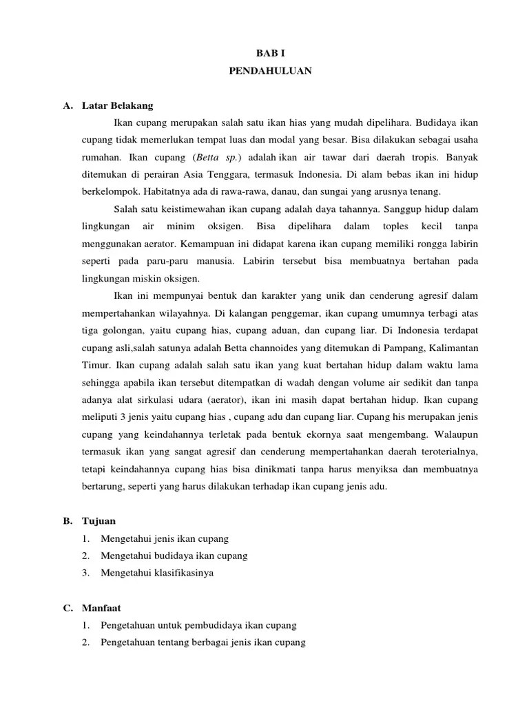 Bagaimana peran kelompok budidaya ikan (pokdakan) mina sawiji dalam pemberdayaan ekonomi masyarakat dan bagaimna analisis swot dalam. Proposal Ikan Cupang Pdf