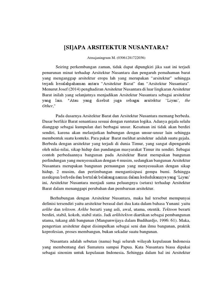 Si) Apa Arsitektur Nusantara?: Other,&rdquo; | PDF