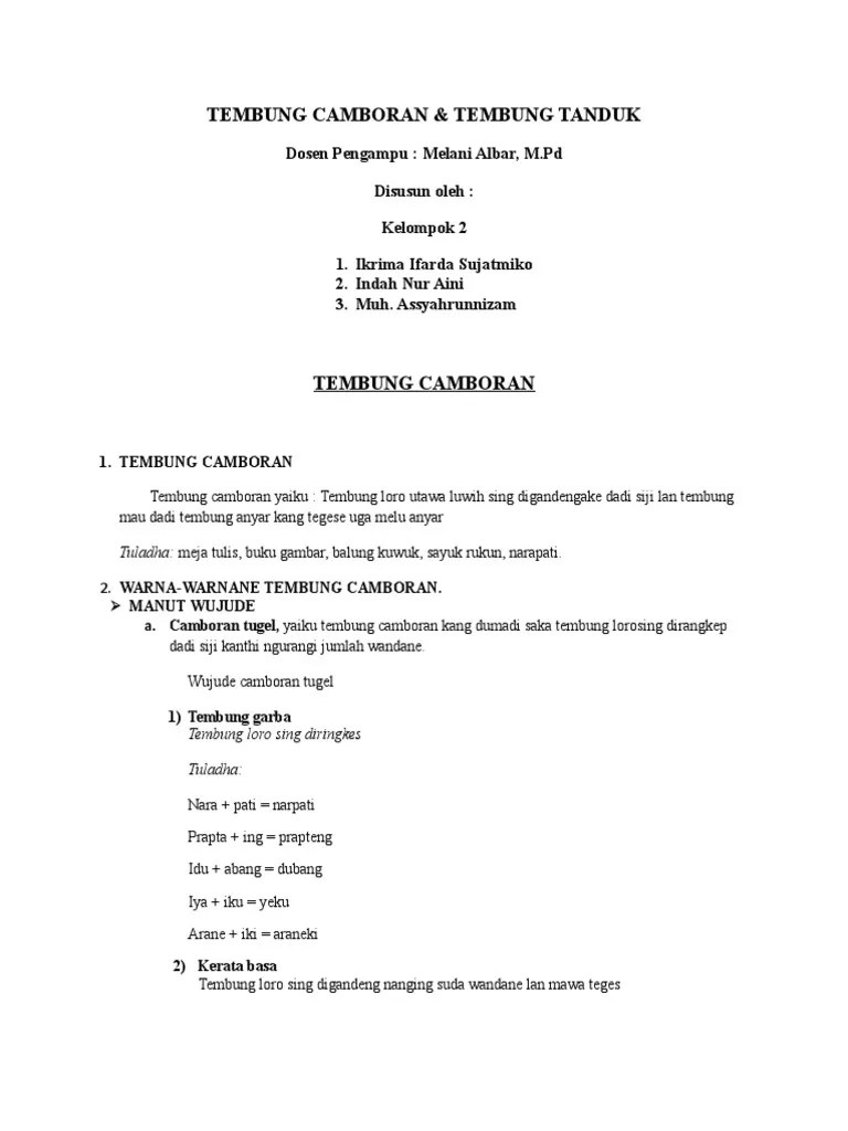 4.3.2 menulis teks dengan tembung camboran/ camporan 4.3.3 menulis teks dengan kata kiasan (tembung entar/ oca&#x27; Tembung Camboran