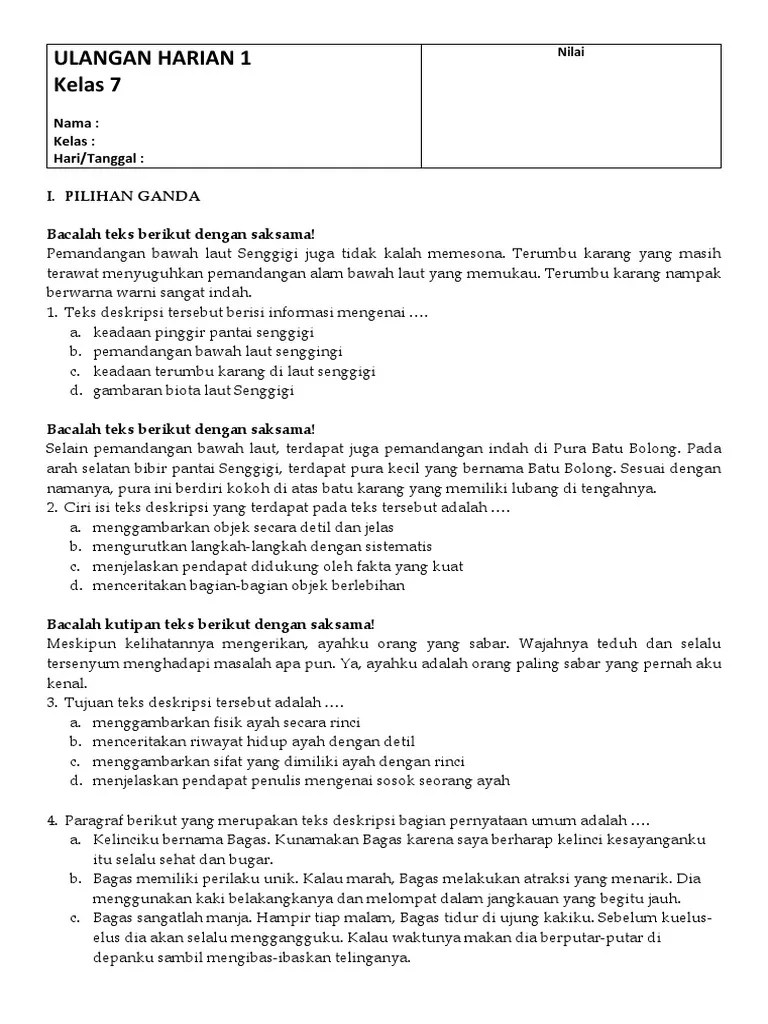 2.4 penggunaan sinonim pada teks deskripsi. Penggunaan Sinonim Pada Teks Deskripsi Pantai Senggigi