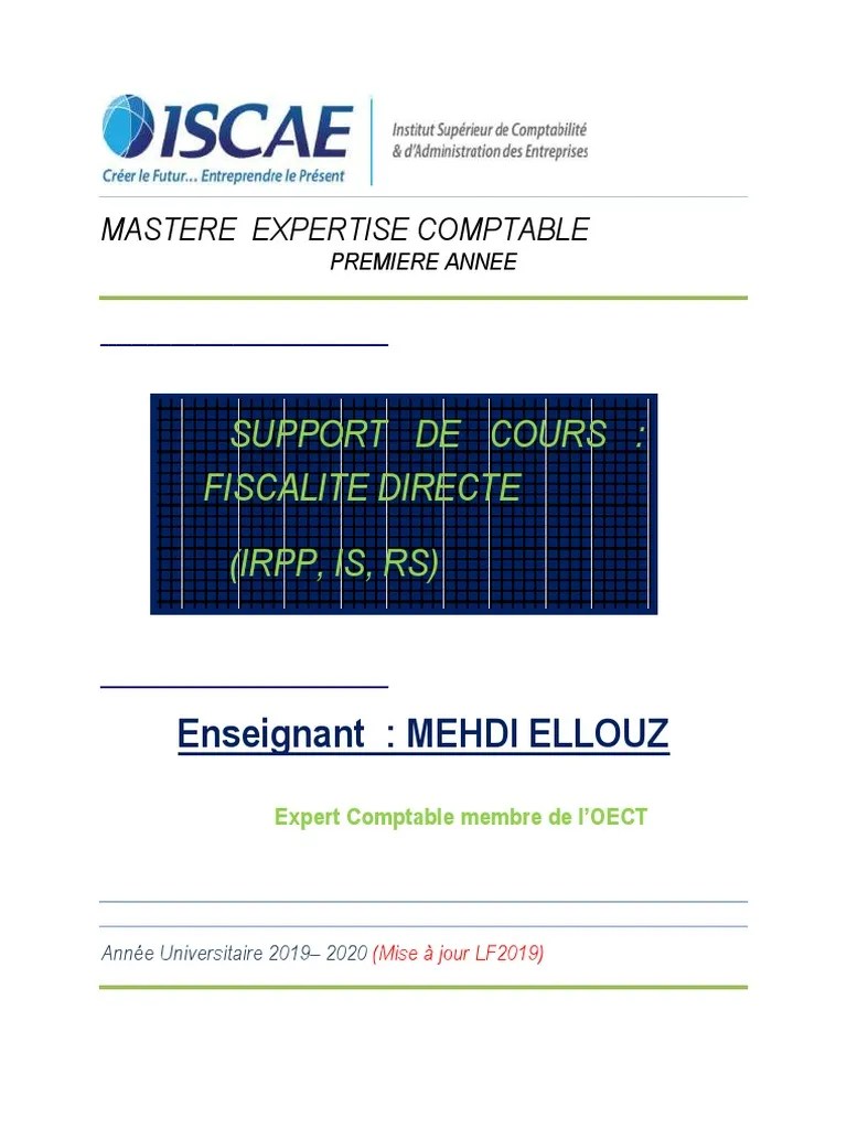 Cours Fiscalité Mehdi ELLOUZ 2019 | PDF | Impôt sur le revenu | Assurance  vie