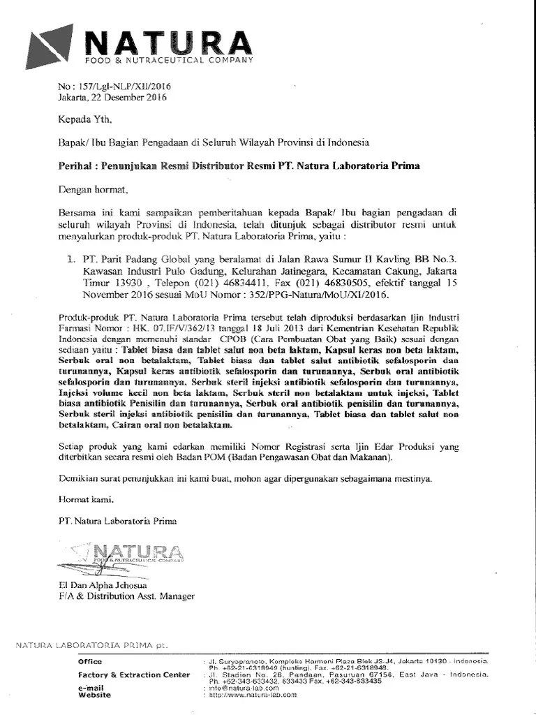 Surat penunjukan distributor paling sedikit di 6 (enam) daerah provinsi; 7 Surat Penunjukan Distributor Pt Ppg
