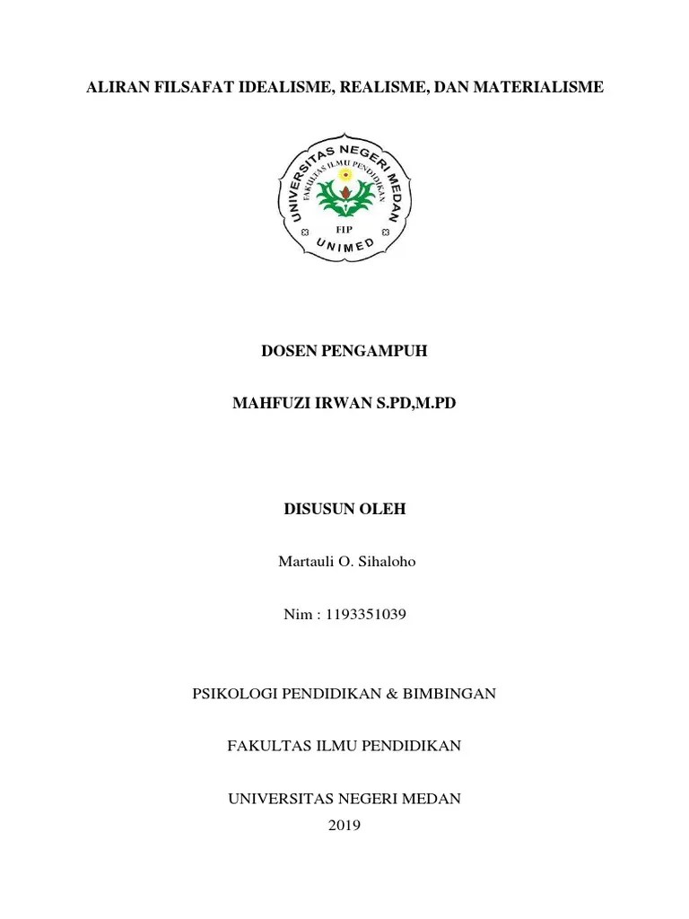 Makalah Aliran Filsafat Idealisme, Realisme, Dan Materialisme | PDF