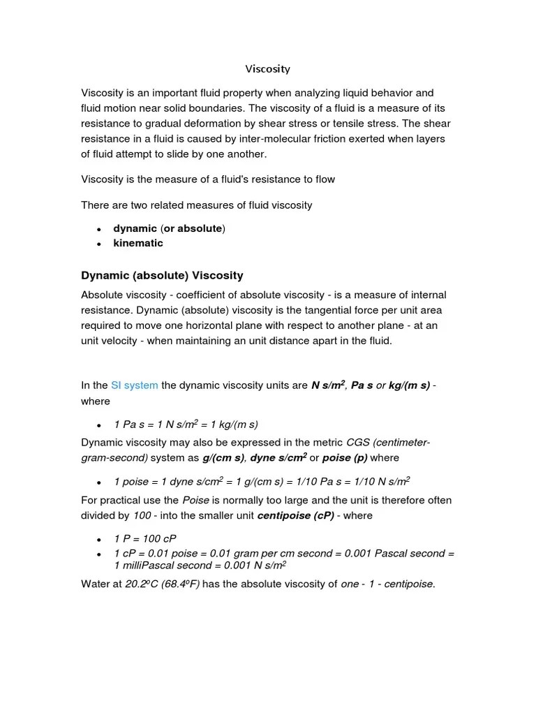 Dynamic Viscosity Centipoise To Kg
