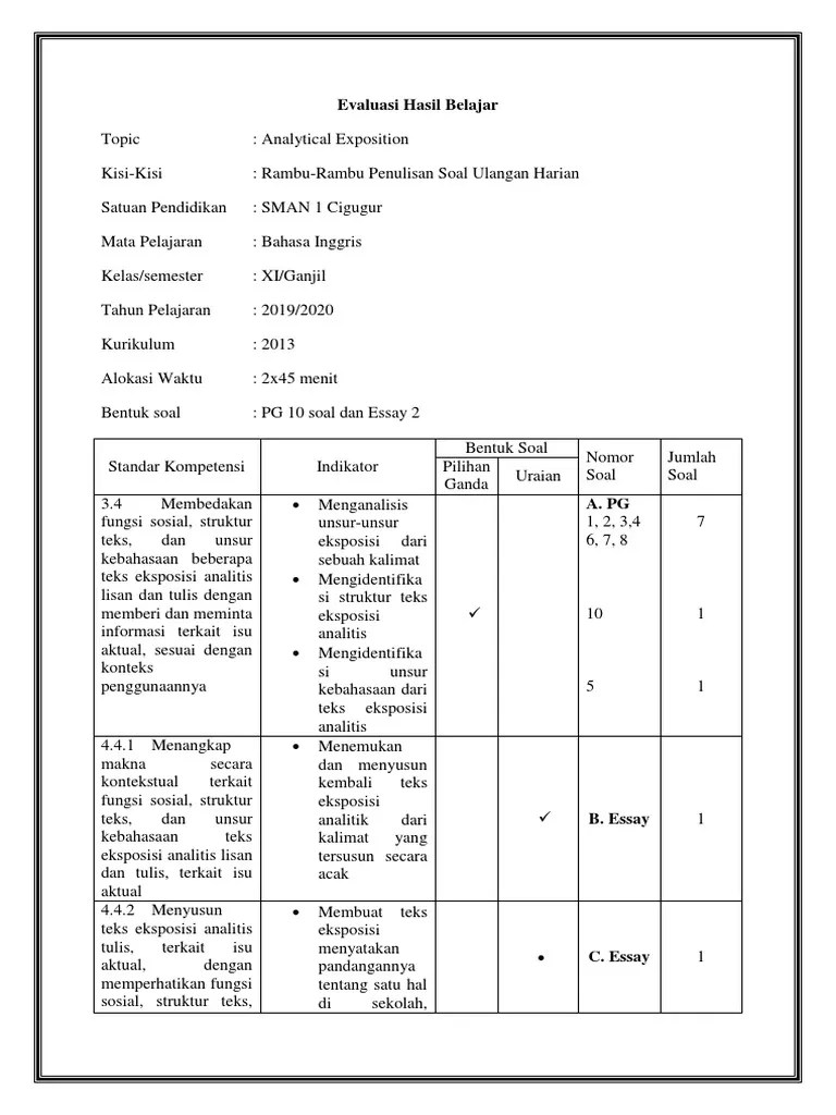 2 5+Tugas+Membuat+Instrumen+Evaluasi-Agung+Pratama | PDF | Formaldehyde |  English Language
