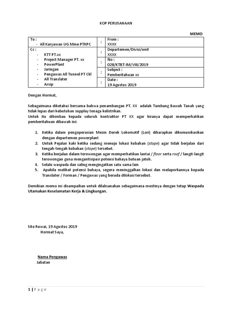 Bahasa formal dan profesional · 4. 028 Memo Pemberitahuan Pdf