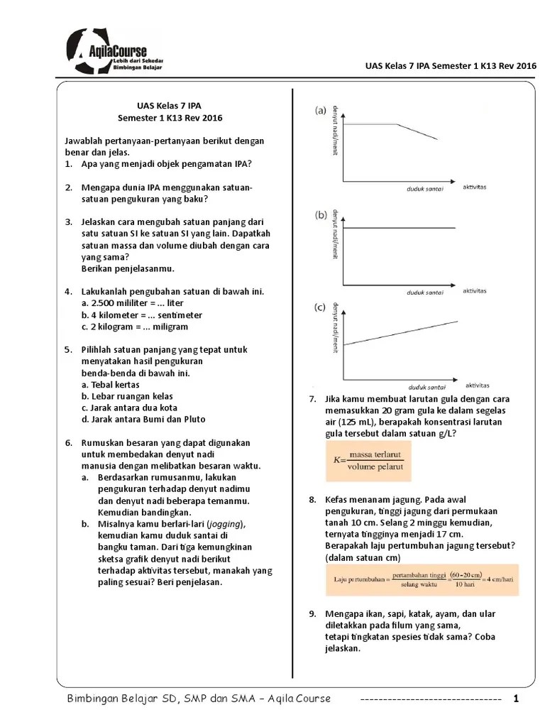 Kelas 7 IPAUASSemester 1 K132017 | PDF