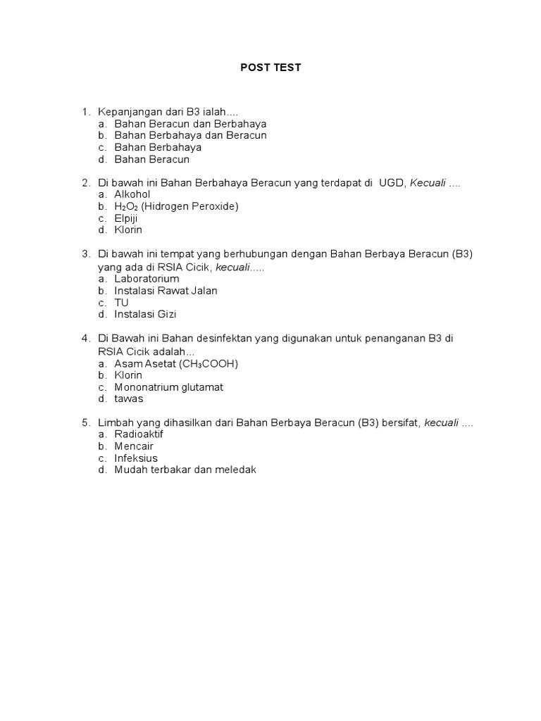 Soal Pos Test B3 | PDF