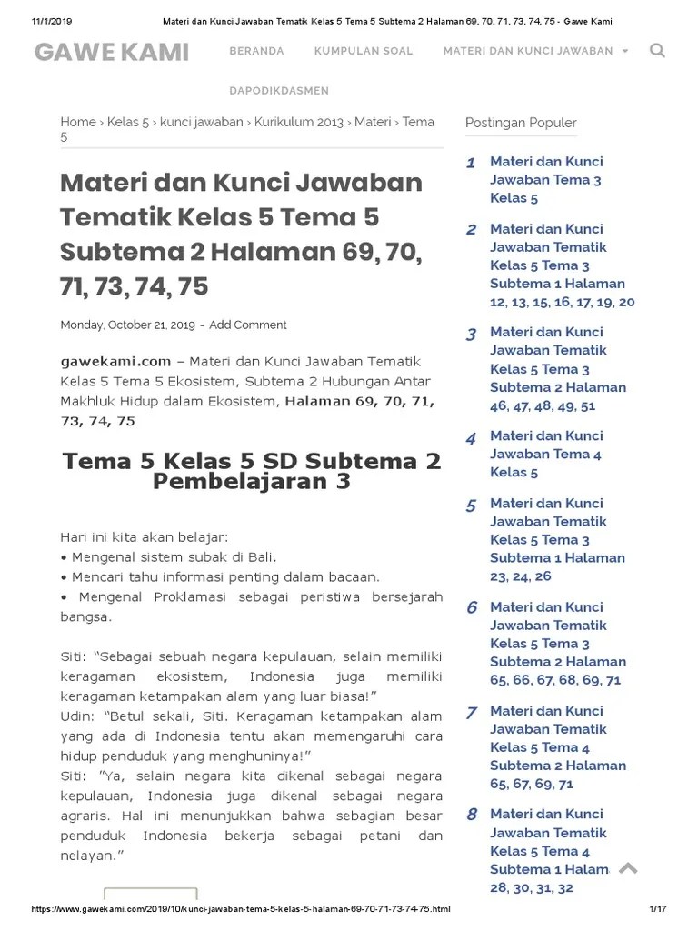 Konjungsi terdiri atas konjungsi koordinatif, subordinatif, korelatif, antar kalimat, dan antar paragraph. Materi Dan Kunci Jawaban Tematik Kelas 5 Tema 5 Subtema 2 Halaman 69 70 71 73 74 75 Gawe Kami