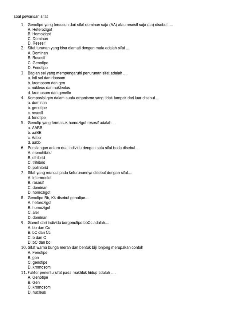 30 biji dan 150 biji. Soal Pewarisan Sifat