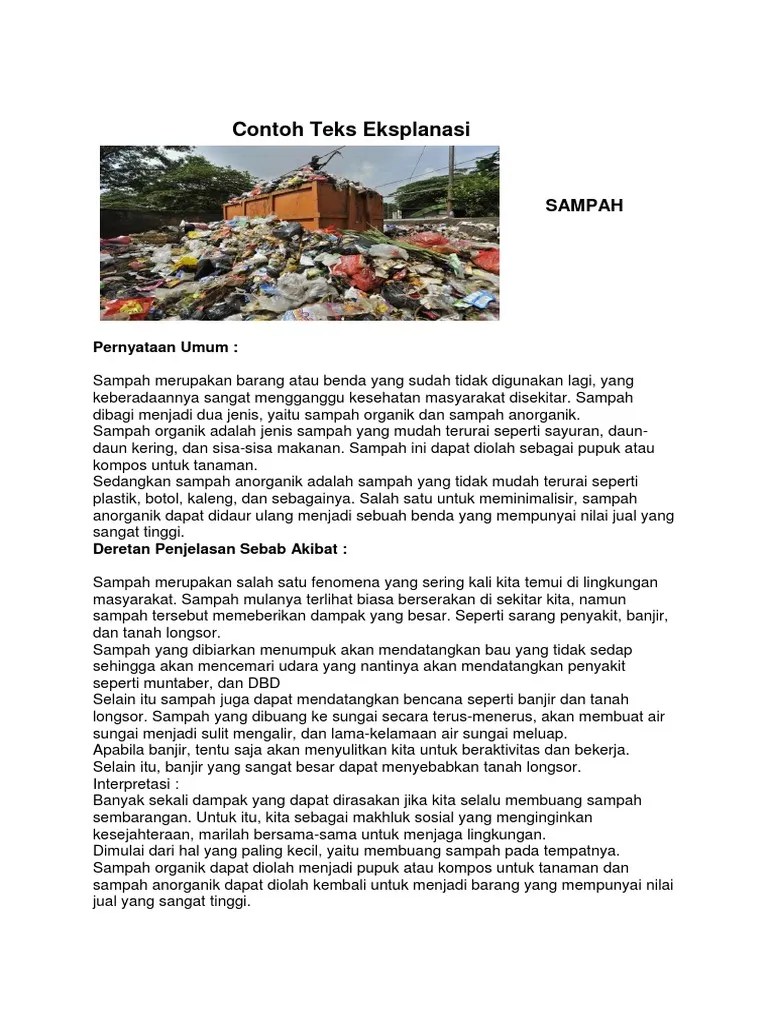 Contoh Teks Eksplanasi SAMPAH | PDF