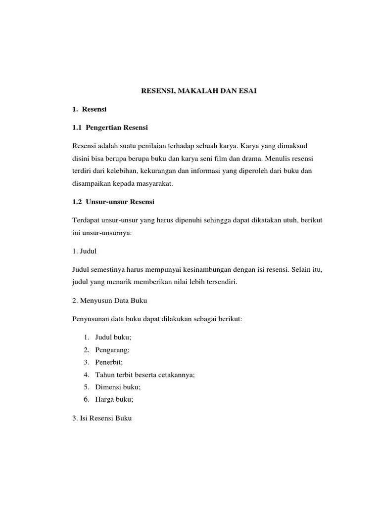 resensi adalah sebuah tulisan yang berisi mengenai ulasan suatu karya. Daspol 1
