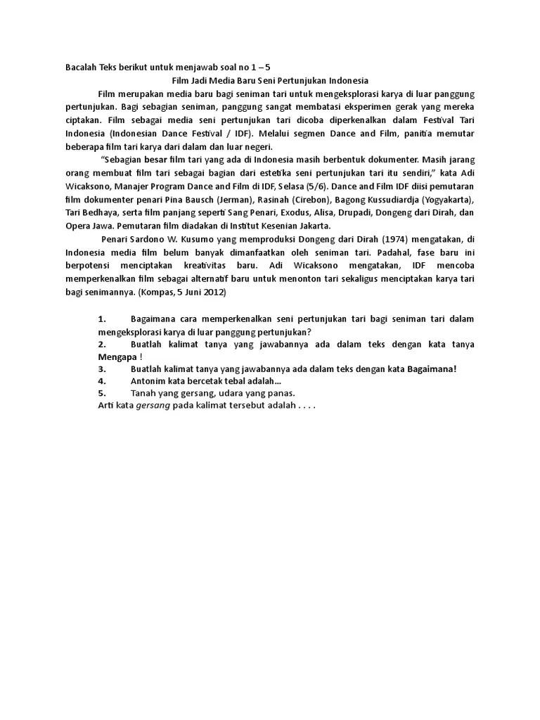 Soal Tes Masuk Bahasa Indonesia | PDF