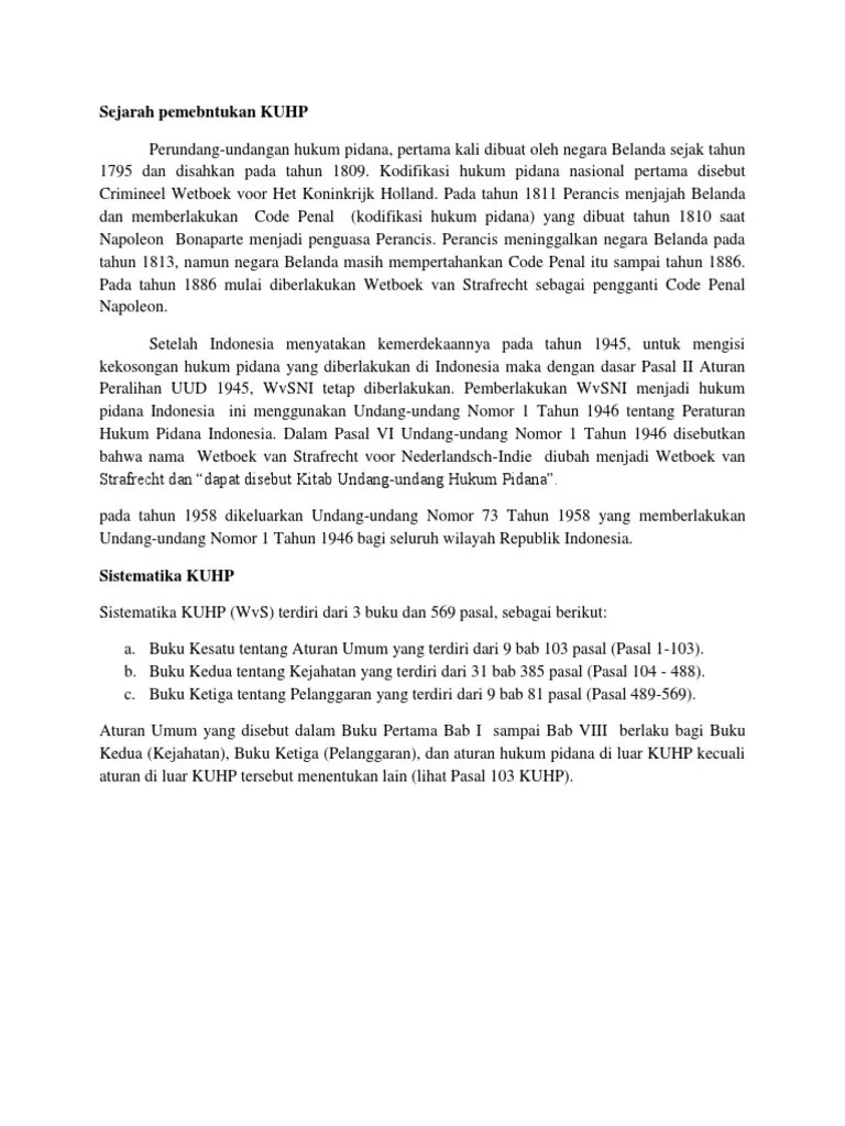 Sejarah Pemebntukan KUHP (Referat) | PDF