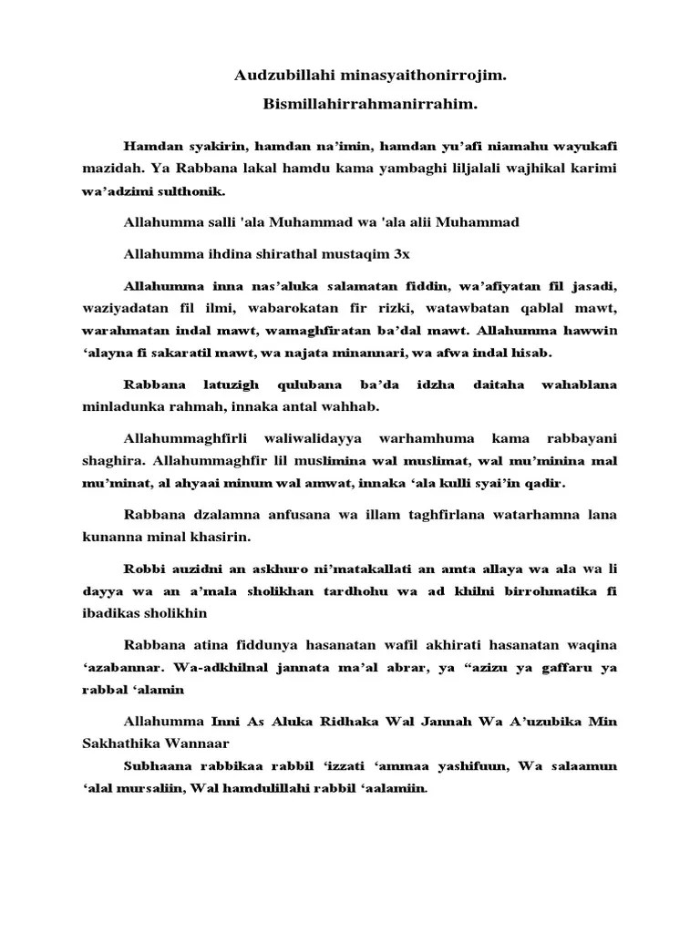 Allahumma inna nas aluka salamatan fiddin, wa 'afiyatan fil jasad, wa ziyadatan fil 'ilmi, wa barokatan firrizqi, wa taubatan qoblal maut, . Doa Pdf