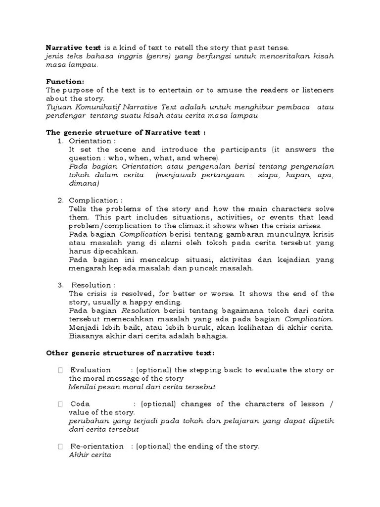 The Purpose Of Narrative Text Is To Amuse Or To Entertain The Reader With A  Story