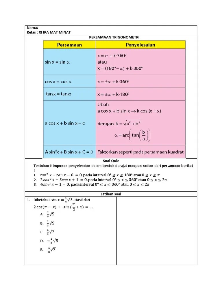 Persamaan Trigonometri | PDF