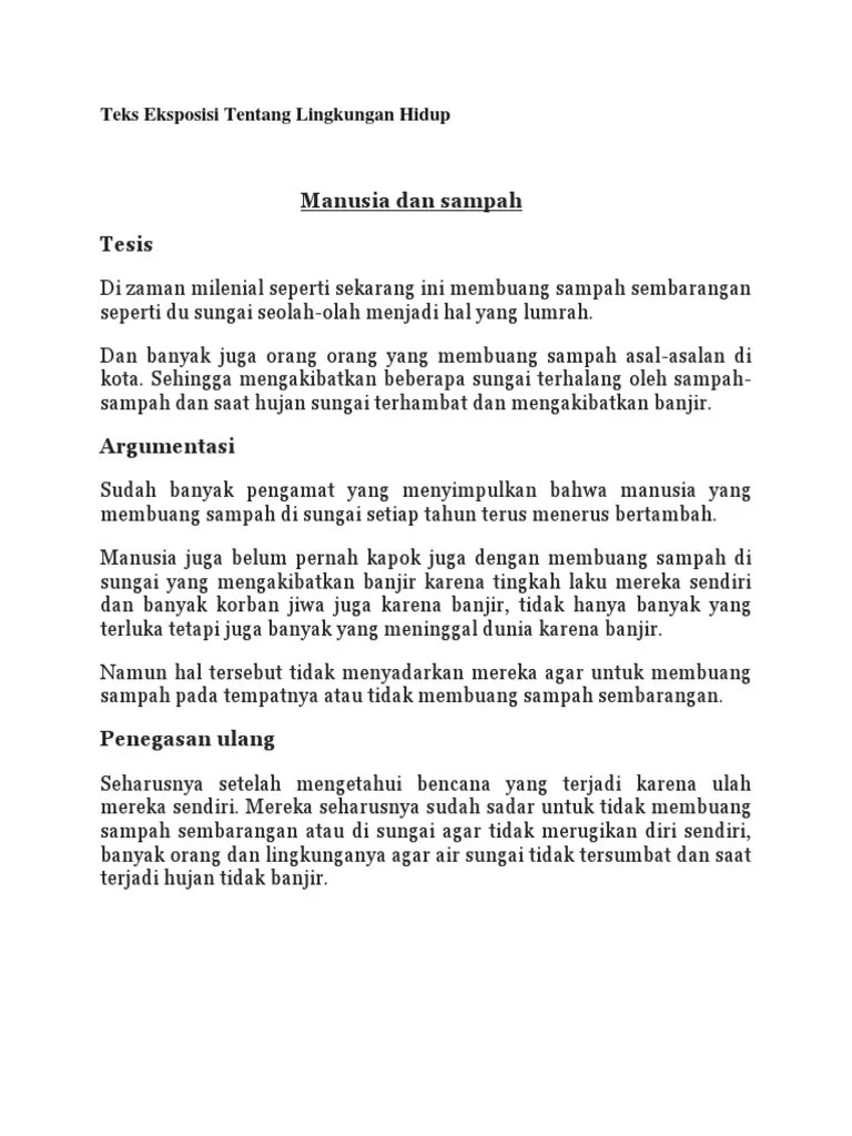 Contoh Teks Eksposisi Pentingnya Pendidikan Tentang Pelestarian Lingkungan  Hidup – Beinyu.com