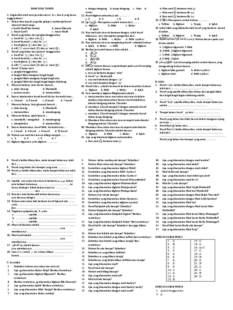 Bank Soal Tajwid | PDF