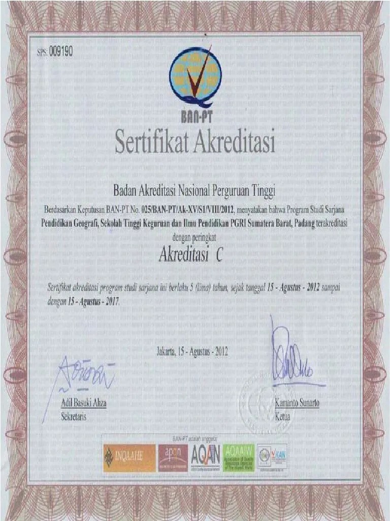 Akreditasi Pedidikan Geografi Stkip PGRI SUMBAR | PDF