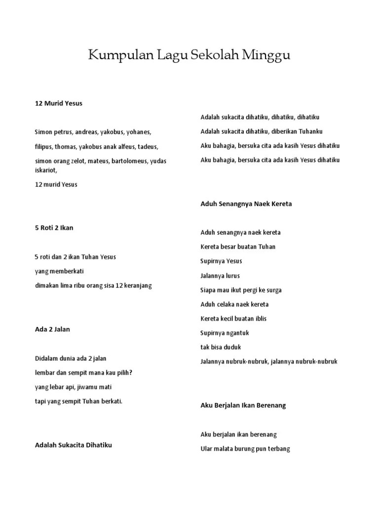 Kumpulan Lagu Sekolah Minggu | PDF