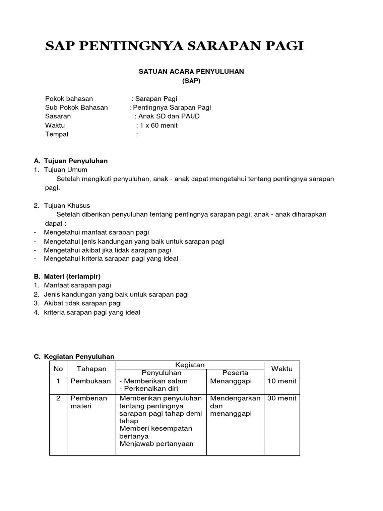Sap Pentingnya Sarapan Pagi | PDF