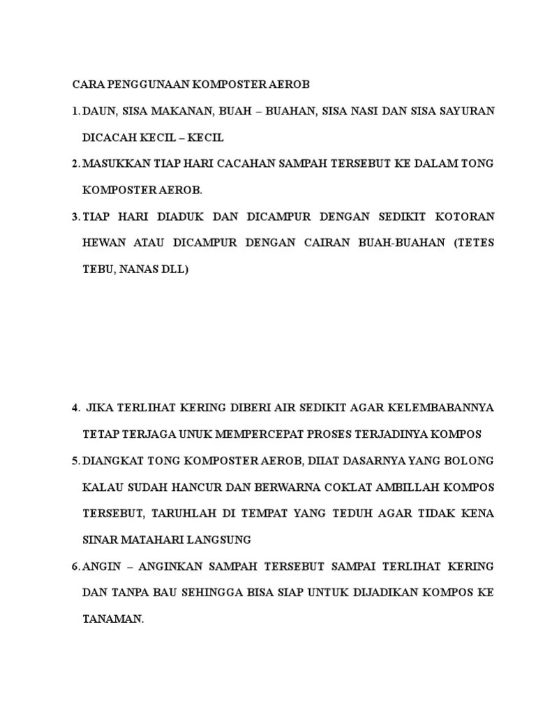 Sop Komposter Aerob | PDF