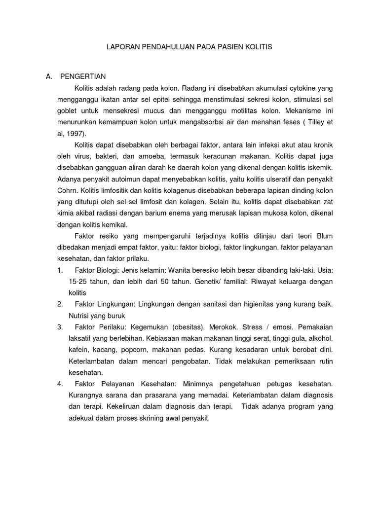 Laporan Pendahuluan Pada Pasien Kolitis | PDF