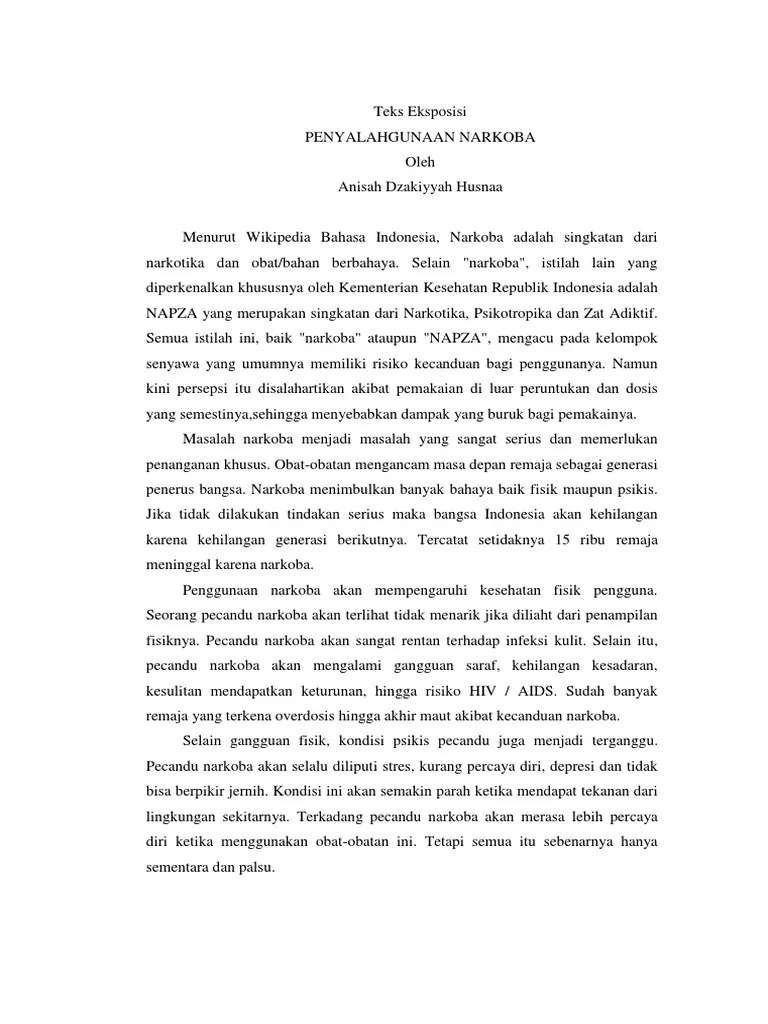 Contoh Teks Eksposisi Singkat Tentang Narkoba – Nasi