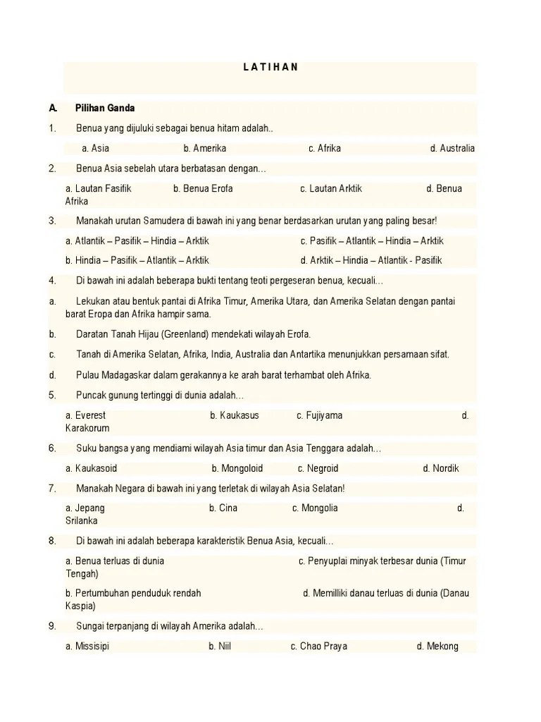 Kalbar satu id kunci jawaban soal uas pas ips kelas 9 smp mts 2021. Latihan Soal Ips Kelas 9 Smp Bab 1 Pdf