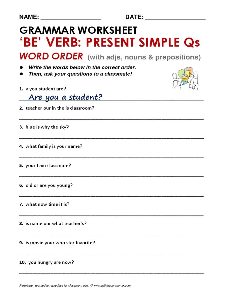 Write the sentences in the correct order. Atg Beverbpresq Wordorder Pdf Pdf