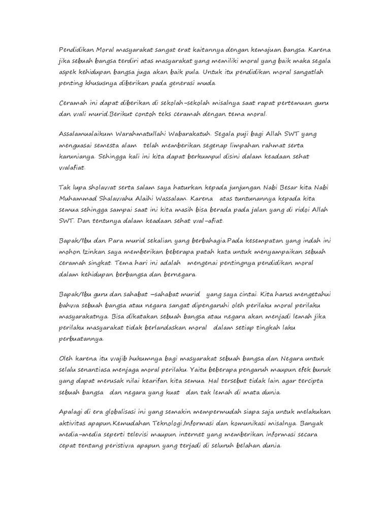 Ceramah Pendidikan Moral | PDF