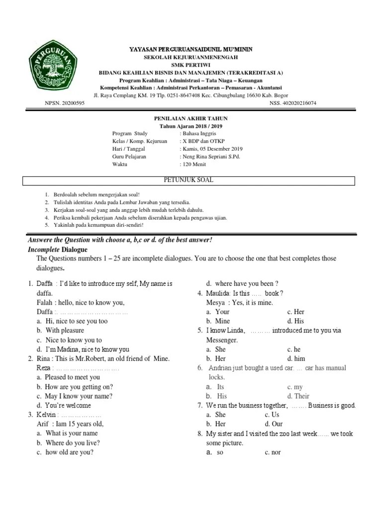 Soal, jawaban, dan pembahasan ini akan membuat kita makin paham sinonim dan . Bahasa Inggris X Pdf Plants Botany