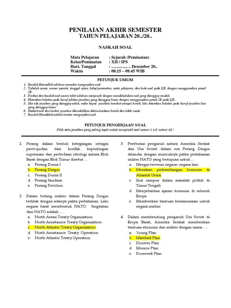 Mengingat sejarah invasi yang sering dilakukan terhadap rusia, . Soal Pas Sejarah Peminatan Kelas Xii Pdf