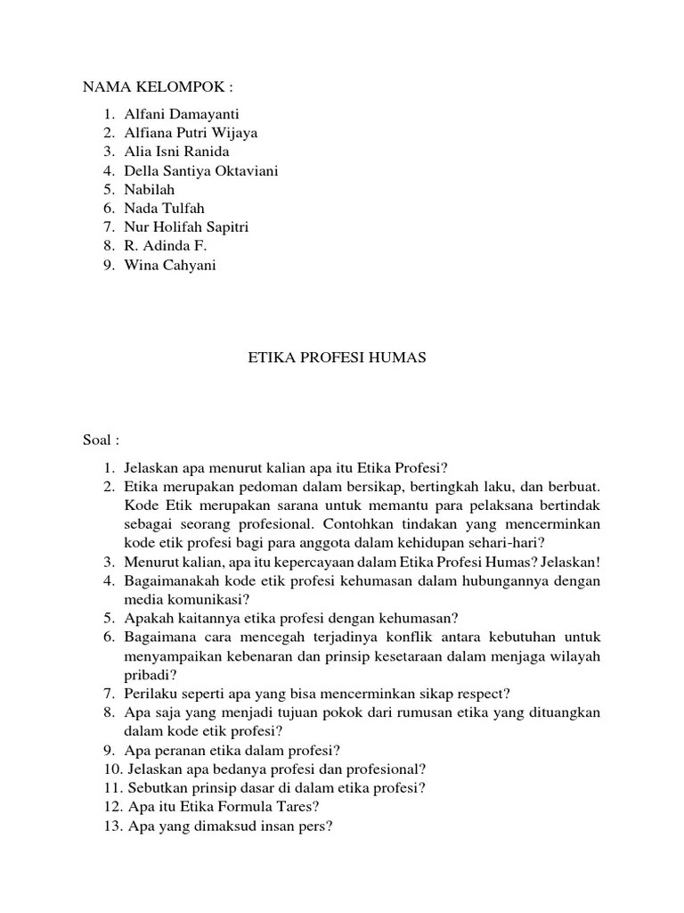 Kehumasan Etika Profesi | PDF