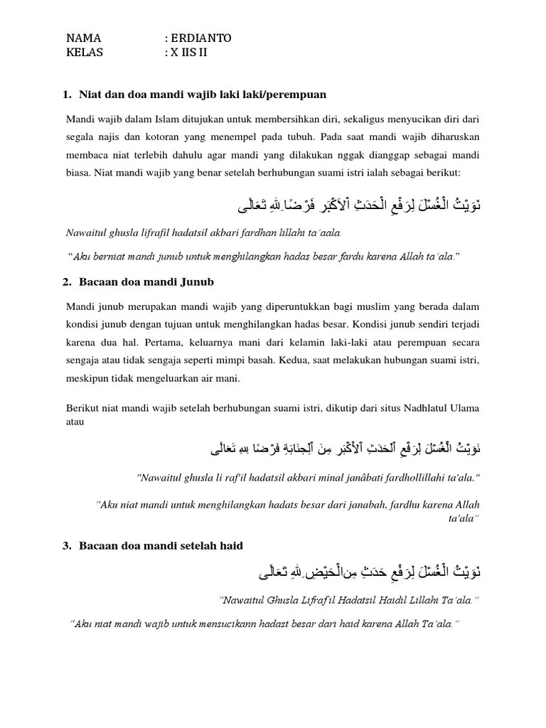 Nawaitul ghusla liraf'i hadatsil haidil lillahi ta'aala. Mandi Wajib Dan Junub Pdf