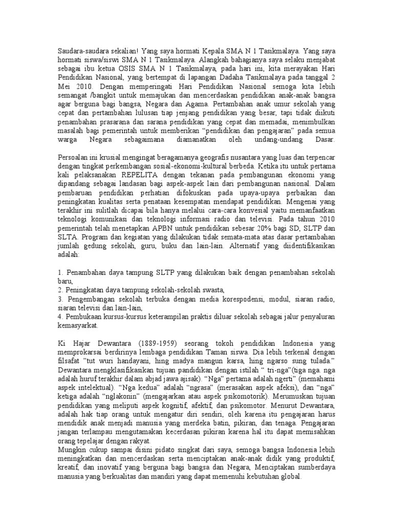Contoh Teks Pidato Tentang Hari Pendidikan // Kumpulan Contoh Terbaru