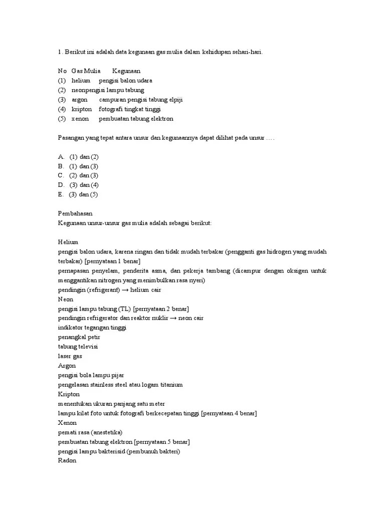 Latihan Kimia Unsur | PDF