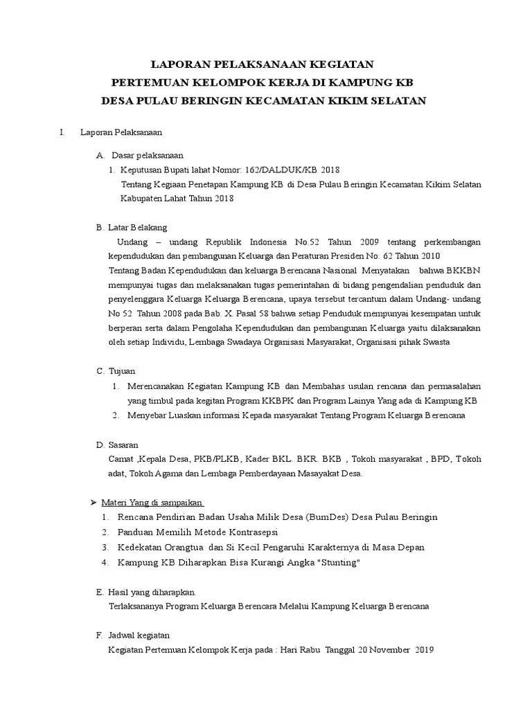 Laporan Kegiatan Pertemuan Pokja | PDF