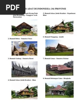 Rumah Adat Di Indonesia 34 Provinsi | PDF