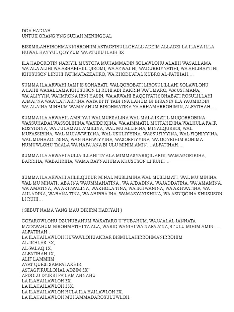 Bacaan Mengirim Al Fatihah Untuk Orang Yang Sudah Meninggal – Nasi