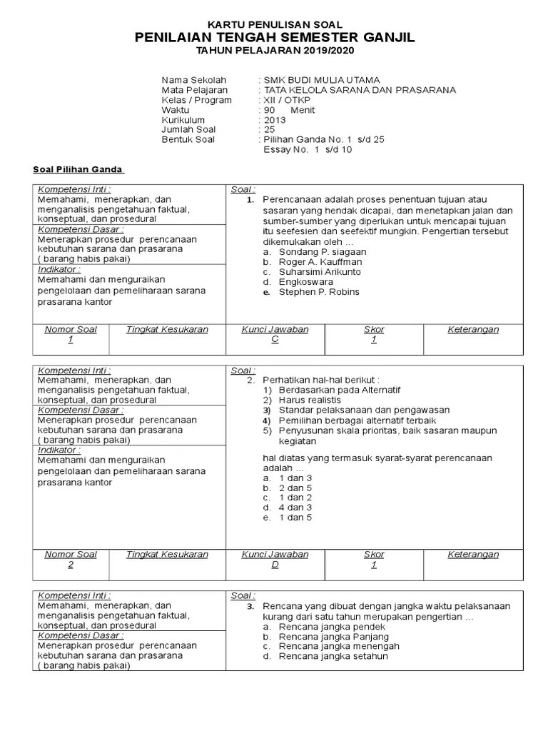 Berikut ini yang termasuk barang tak bergerak adalah. Soal Sarpras Kelas 11 Masnurul