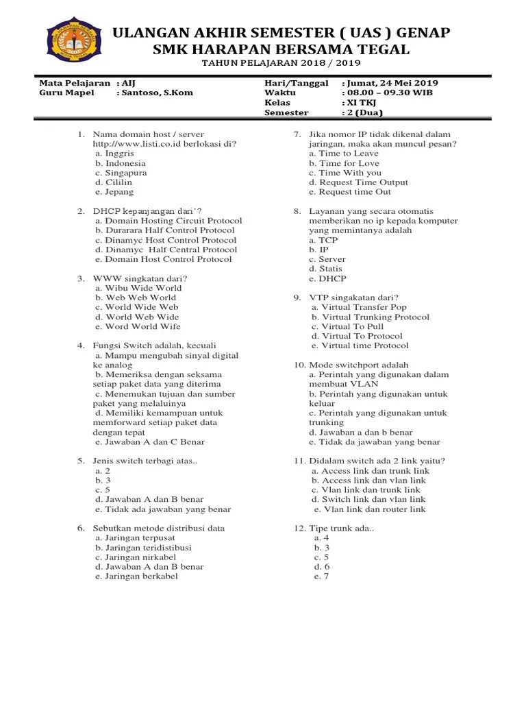 Soal AIJ Kelas 11 Sem 2 | PDF