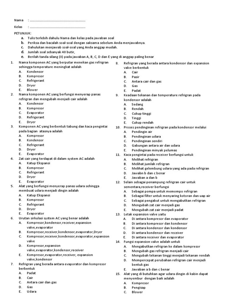 Soal Pilihan Ganda Dan Jawaban Sistem AC | PDF